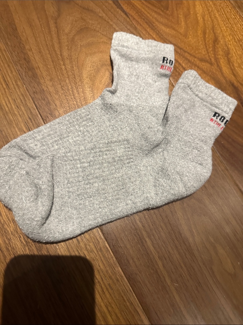Roots Gray Crew Socks with Subtle Logo